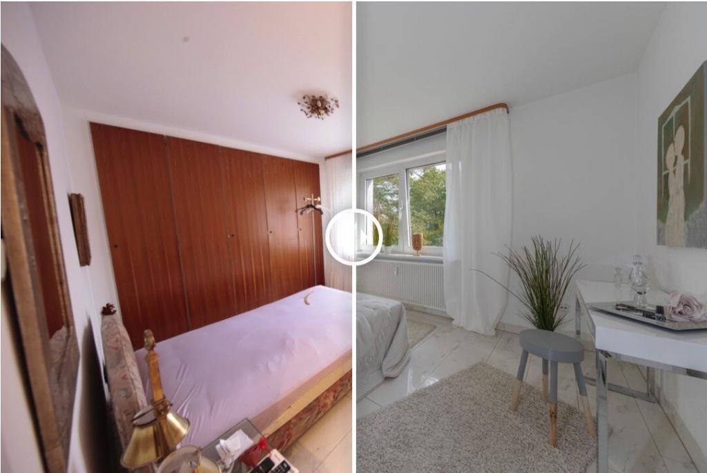 Ein Wohnraum vor und nach dem Home Staging